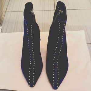 Navy velvet studded Bruno Ricci for Diane B ankle boots